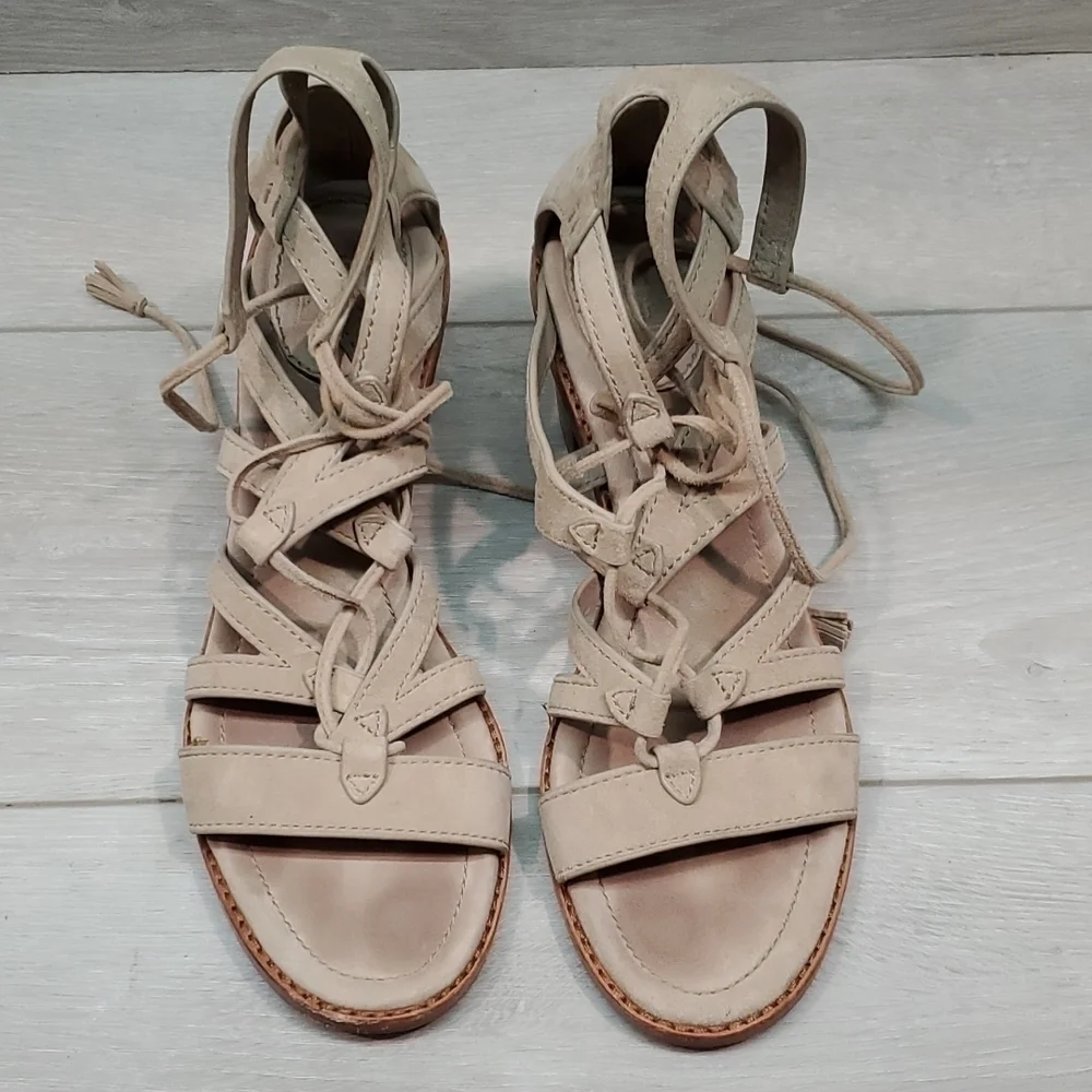 Frye Womens Gladiator Brielle Heels Suede Sandals shoes sz 8.5M